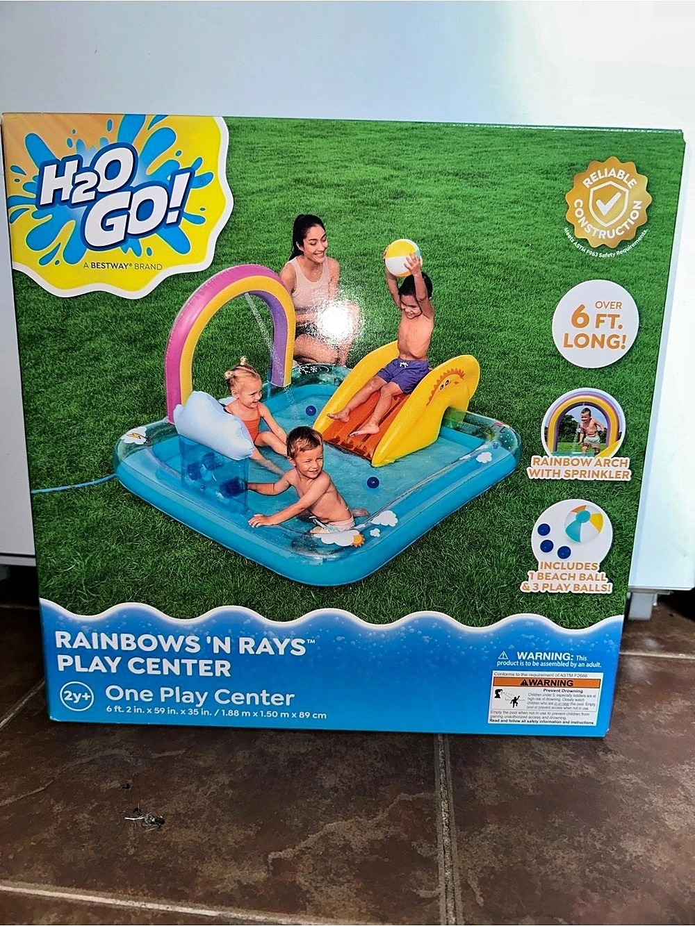 H2OGO! Rainbow's N' Rays Play Center! Inflatable Play Center Blue & Yellow NWT